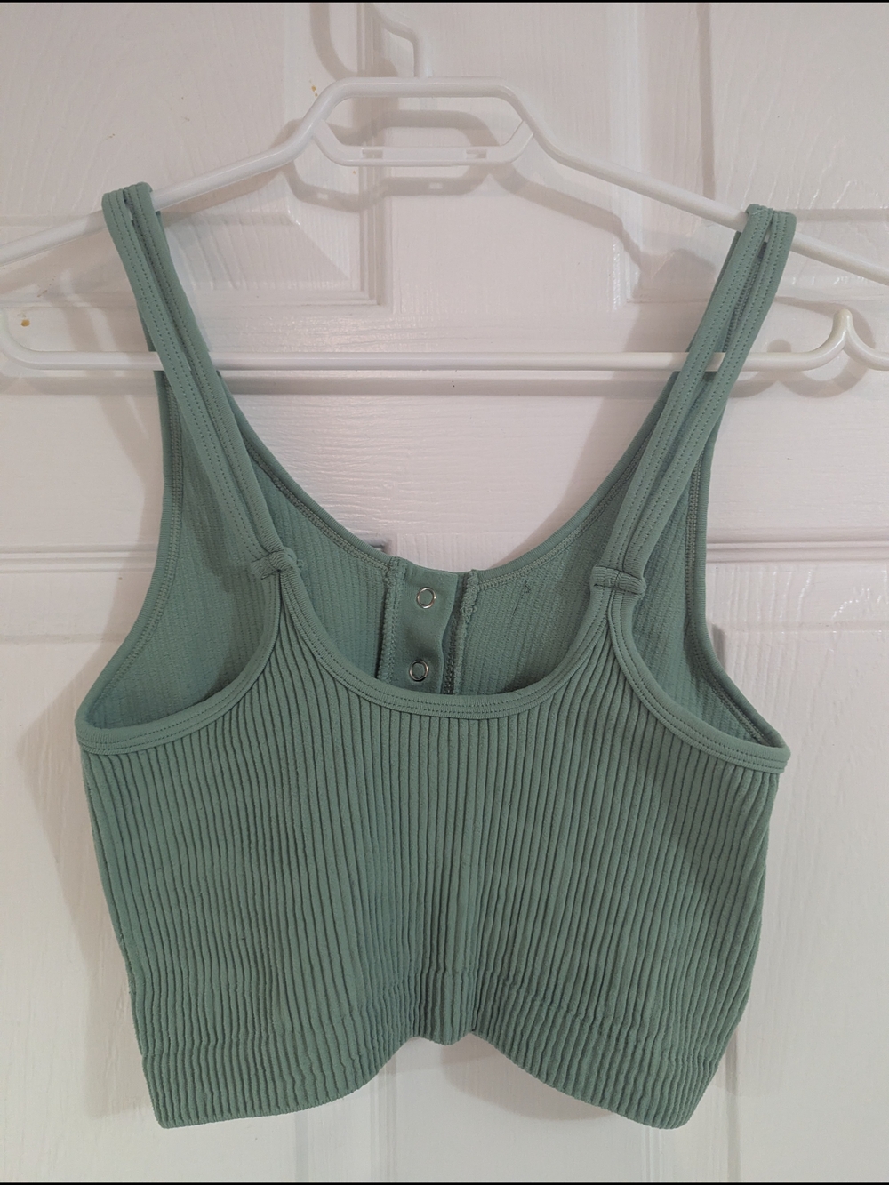 aerie Sage Ribbed Snap-Front Crop Tank - Picture 2 of 2